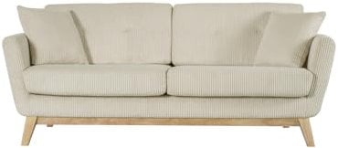 CONCEPT USINE | Sofá Escandinavo Höga Pana | Sofá Beige | 3 plazas + 2 Cojines Auxiliares | Sofá Moderno de Diseño Recto con Reposabrazos | Respaldo y Asiento Desenfundables | Dimensiones 190x85x85 cm