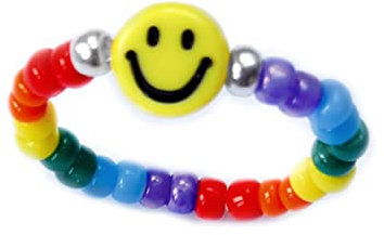 Pride Ring, LGBT Ring, Regenbogen Perlen Smile Ring, Elastisch, 53 Gr.