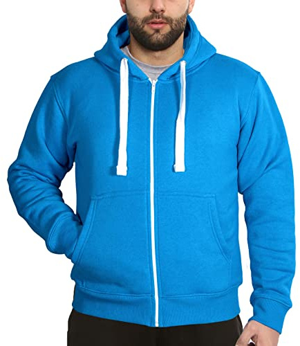 A2Z Mens Fleece Zipper Hooded Sweatshirt - Zipper Blue L