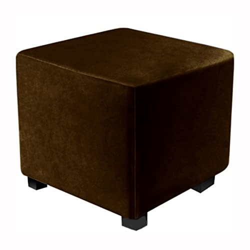XGANGM Samt Ottomane Schonbezug Hockerbezug Quadratisch S/M/L Stretch Hockerbezug Schonbezüge Hockerbezug Husse Hocker Abdeckung Ottoman Protector Cover Überzug,Dark Brown,60x60cm(24x24in)
