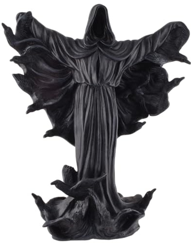 VOGLER Joh. Vogler GmbH Grim Reaper aus dessen Umhang Raben entweichen, aus Kunststein angefertigt und von Hand bemalt