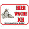 INDIGOS UG - Sibirischer Husky - Schild bedruckt - Hier wache ich - Aluverbundplatte weiß - ab 20x15 cm - Spruch - Deko Geschenkidee für Ihren Hund - Zaun - Türschild