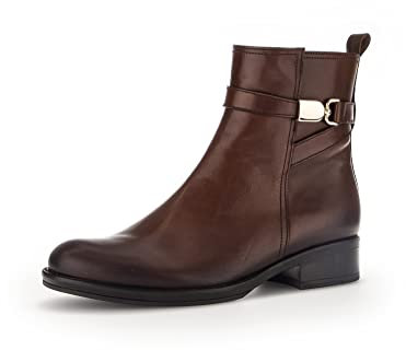 Gabor Damen Biker Boots, Frauen Stiefeletten,Wechselfußbett,Bootee,Booties,halbstiefel,Kurzstiefel,Sattel(Eff.)(Gold),40.5 EU / 7 UK