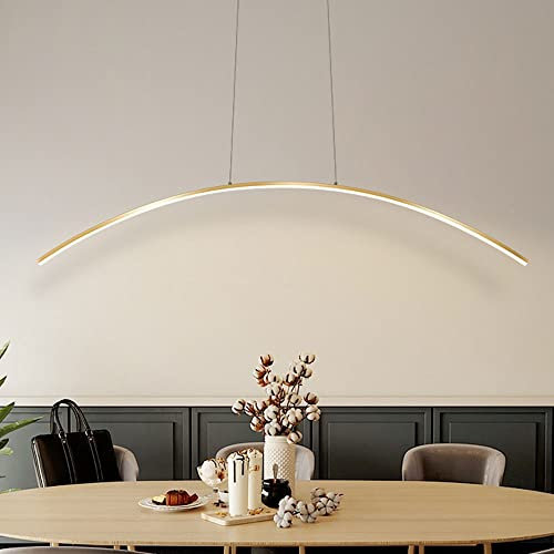 Postmodern Metal LED Arch Linear Hanging Light Fixture Ceiling Lamp Modern Strip Pendant Lighting Gold LED Pendant Light 26W Office 3000K,6000K Optional