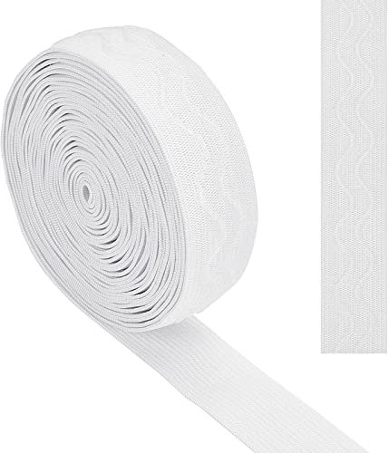 GORGECRAFT 10 Yards Weißes Elastisches Silikon-Gripper Rutschfestes Band Gewellte Weiche Gummis 25mm Elastische Gurtbänder Dehnbare Gewellte Bandschlaufe Für Kleidungsstücke Fahrradhosen Zubehör