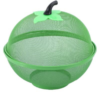 JUNYFFF Frutero, Cesta Metalica De Frutas con Tapa - Frutero con Tapa Antimoscas - Rejilla para Alimentos - Cesta para Verduras - Frutero - 28Cm,Verde