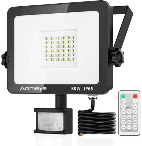 Motion Sensor Outdoor Security Light, 30W LED Floodlights with 3 Color Adjustment, IP66 Waterproof with Remote Control for Garden, Backyard, Garage, Doorways (3 Color 30W)