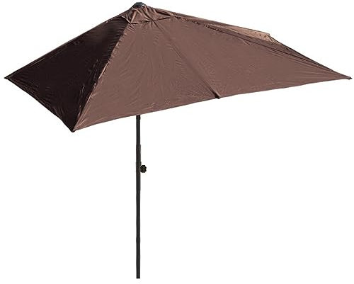 LOERSS Media Sombrilla para Patio De 8.2 Pies,Sombrilla De Medio Patio para Exteriores,Sombrilla Rectangular De Pared para Patio,Sombrilla para Exteriores para Mesa,Sombrilla para El Sol(Brown)