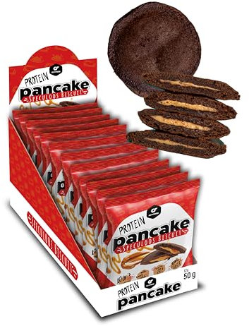 Go Fitness Protein Pancake - [12 x 50 gramm ] Spekulatius Biscuit High Protein Snack, frisch gebacken & extrem lecker - Eiweißriegel alternative mit 13g Eiweiß pro Pancake