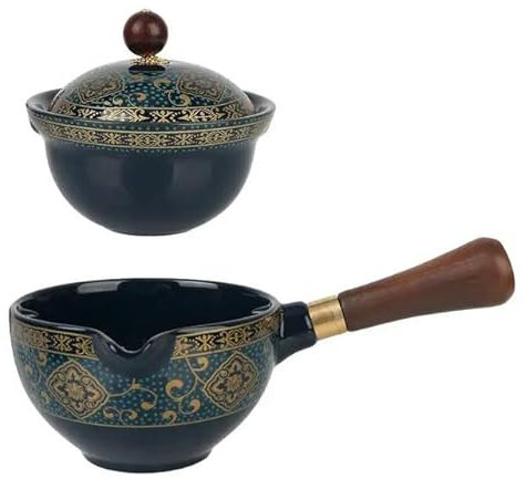 Taza de té de cerámica con infusor y Tetera giratoria para Porcelana Puer, Juego de té Chino Gongfu, Forma Exquisita de Flores