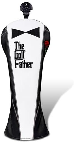 Golf Club Head covers Fairway Wood FW with Interchangeable Number Tag 3457X Elastic Closure Black PU Leather The Golf Father Gift