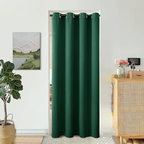 BGment Smaragdgrüner Türvorhang, 203 cm Länge, für Tür, Schlafzimmer, Schrank, Vorhang, Privatsphäre, wärmeisoliert, Verdunkelung, Raumteiler für Raumtrennung, 1 Paneel, 132 cm breit