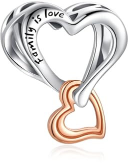 Alstiva Familie Unendlichkeits-Herz Charm 925 Sterling Silber 5A Zirkonia Charm-Anhänger für Armband Charm Bead Pendant für Europäische Armbänder Halsketten Schmuck Geschenk für Damen Frauen