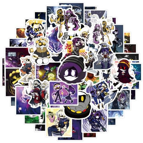 55pcs Murder Drones Stickers Packs for Teens Adults, Vinyl Waterproof Cool Gaming Decals for Laptop Water Bottles Skateboard Guitar