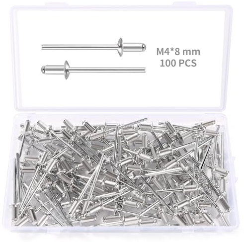 YIXISI 100 Stücke M4x8 mm Aluminium Blindnieten, Große Flansch Blindnieten, Dome Blind Nieten, für Metall Holz Aufbewahrungsbox Möbel Kunststoff