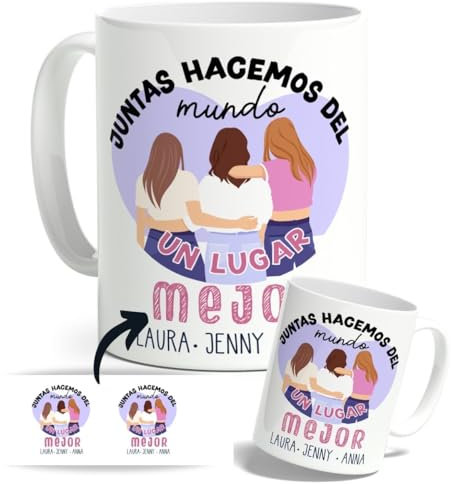DEREGALOOS Taza Personalizada con nombres para amigas. Tazas de café Originales para Regalar. Tazas para mejores amigas. Regalos originales para amigos.