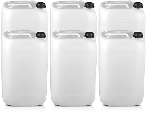 25L Water Container, Plastic, Tamper Proof Screw Cap, Large Water Jerry Can Tank for Water Storage, Water Tank, Camping, Car Washing, UN Approved, Food Grade & Stackable. (6)