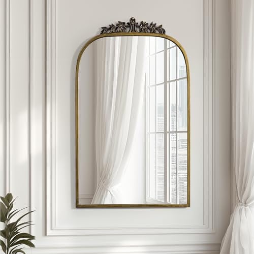 Navaris Antiker Spiegel - Hochwertiger Wandspiegel Gold mit Vintage-Flair - Wandspiegel Ganzkörperspiegel - Spiegel Ganzkörper - Wandspiegel groß - Spiegel Gold - 49 x 70 cm
