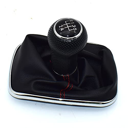 MKptopia 23mm Pomo de cambio de marchas Palanca de cambios Gaitor Boot compatible con V-W Golf 4 IV MK4 GTI R32 Bo-ra Je-tta - 5 velocidades Línea roja