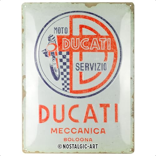 Nostalgic-Art Retro Blechschild, 30 x 40 cm, Ducati – Moto Servizio Meccanica – Geschenk-Idee für Biker, Original Lizenzprodukt (OLP), aus Metall, Vintage Design, Blechschilder Sprüche