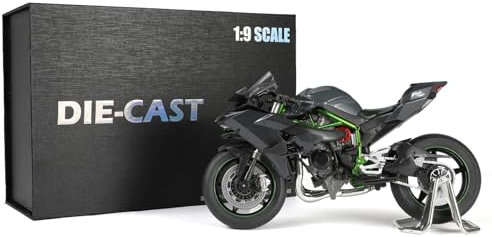 Risopen 1:9 Motorrad Modell kompatibel für Kawasaki H2R Legierung Diecast Motorrad Modell Spielzeug Track Version Mini Moto Geschenk (Schwarz)
