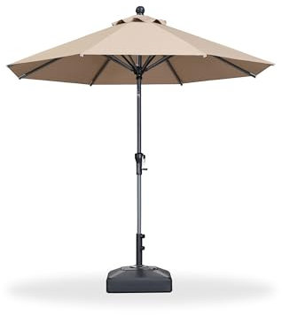 PURPLE LEAF Sonnenschirm 245 cm Knickbar Balkonschirm mit Kurbel Marktschirm Sonnenschutz, Gestell Aluminium, wasserabweisend, für Garten, Terrassen, Taupe