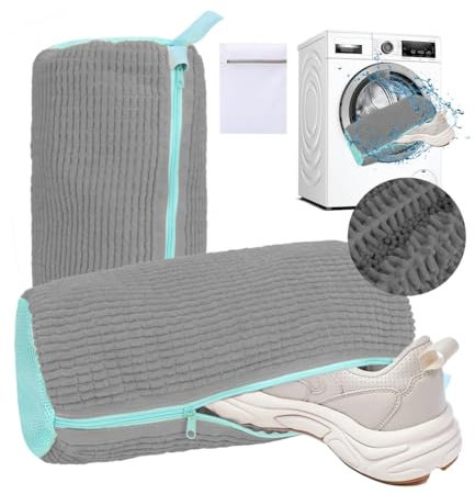 2 Stück Schuhwaschbeutel,Waschbeutel für Schuhe waschmaschine Schuh Wäschebeutel mit Reißverschluss Waschbeutel für Schuhe waschmaschine (Grey)