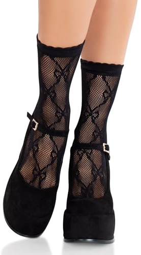 Leg Avenue Damen Netz-Knöchelsocken mit Schleifen – Einheitsgröße