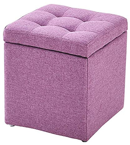 WIKKASSEIR Cube Ottoman Aufbewahrung Fußhocker Pouf Sitzbank, Spielzeugkiste Ottoman Tablett Organizer Box Pouf Truhe Schuhbank Hocker Sitz-lila 30x30x35cm(12x12x14inch)