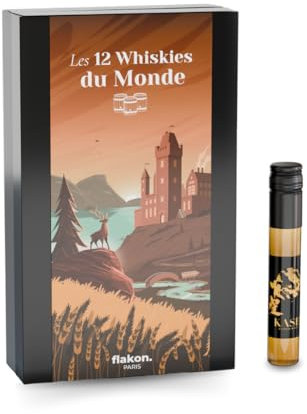 Flakon. Coffret 12 Whiskies du Monde | Explorez le monde du whisky avec cette sélection d'exception | Une expérience guidée unique pour les amateurs de Whisky | Livraison OFFERTE