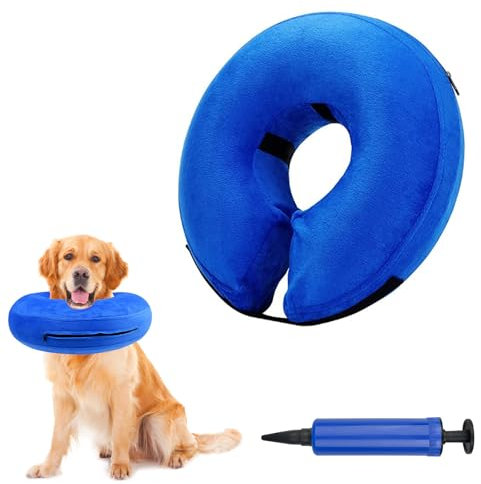 Lixiluxia Collare Gonfiabile Cane, Collari Protettivo per Animali, Leccatura Anti-Morso Collari Protettivi, Ciambella Cane Collare per Il Recupero di Animali Domestici da Interventi Chirurgici(Blue L)