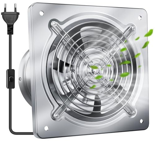 Yrichtra 150 mm Extracteur d'Air 525m³/h – Silencieux, Durable, avec Valve Anti-Retour | Améliore la Qualité de l'Air | Parfait pour Salle de Bain, Cuisine, Argent