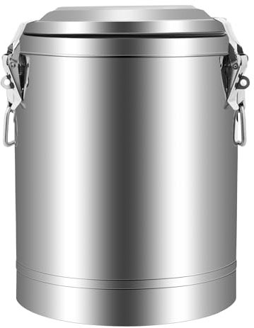 SABUIDDS Termo con bomba, 20 l, dispensador de bebidas de acero inoxidable, calentador de alimentos con tapa, para chocolate caliente, té con leche, té helado, leche, zumo, café al aire libre, viajes