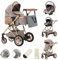 Zkiprm 3-in-1-Kinderwagen, verstellbarer Griff, für Stadt, Kinderwagen, tragbar, mit Autositz, Rahmen aus Aluminiumlegierung, Stoßdämpfung, hohe Landschaft