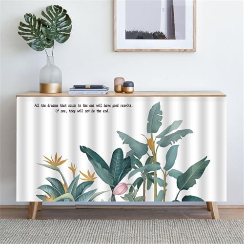 Odot Schrank Vorhang mit Klettband Küche, Grün Pflanze Muster Schrankvorhänge Küche Staubdichter Schrank Vorhang Selbstklebend Privatsphäre Schrankgardine (Bananenbaum,80x140cm)
