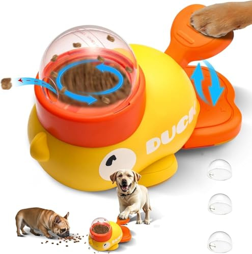 Starnearby Giocattolo Dispenser Crocchette Cane, Gioco Dispenser Cibo per Cani, Giocattolo Interattivo a Forma di Anatra, Distributore di Crocchette per Cani, Giochi di Intelligenza Cane (Giallo)