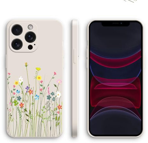 XINYEXIN Hülle für iPhone 16 mit Süßem Muster Silikonhülle Dünne Stoßfeste Handyhülle - Flowers, White