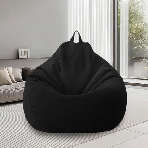 bechoanigel Poltrona Sacco XL, Bean Bag Con Manico, Pouf Sacco Adultes, Solo Rivestimento (Senza Imbottitura) Per Poltrona Pouf, 100 x 120 cm (Nero)