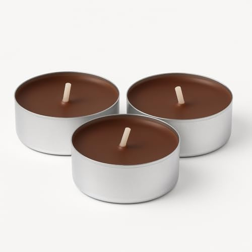 Candelo Duftteelichter Süße Mandel 18er-Set – Zart-Braun, 4h Brenndauer, Gebrannte Mandel Geruch, Winter & Weihnachtskerzen in Aluminiumhülle
