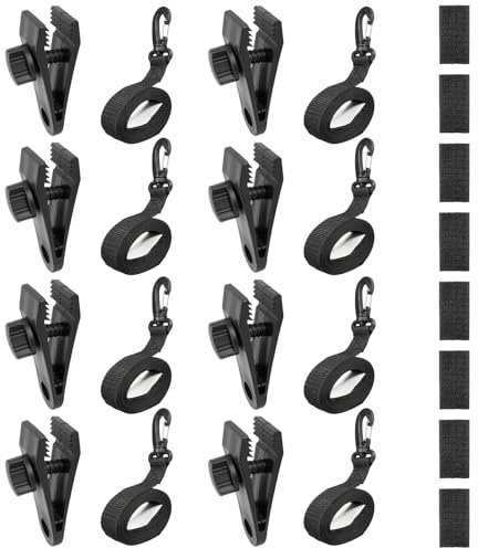 Jaxiyun Sangles de Maintien et Pinces pour Enrouleur Bâches Piscine Lot de 8, Accessoires Enrouleur de Couverture Solaire Jeu de Roues de Parasol Sangles de Serrage de Couverture de Piscine