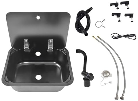 Fregadero Esquinero De Acero Inoxidable Fregadero de cocina for autocaravana, plegable, negro, pequeño, de acero inoxidable 304, for yates, camping, accesorios de modificación de vehículos.