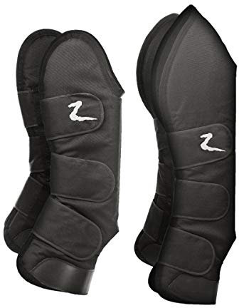 HORZE Transportgamaschen Mit Klettverschluss, Gamaschen Für Höchste Sicherheit Beim Transport, 4 Stück, Verfügbar In 3 Größen: Pony, Vollblut, Warmblut, Schwarz, C