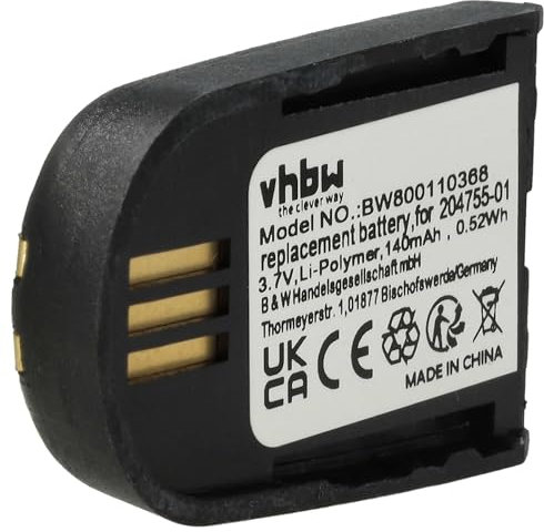 vhbw Akku kompatibel mit Microsoft Lync 2010 Wireless Headset Kopfhörer (140mAh, 3,7V, Li-Polymer, Schwarz) - Ersatz für 204755-01, 82742-01, 84598-01