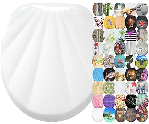 Sanilo WC Sitz mit Absenkautomatik, viele neue Toilettendeckel zur Auswahl, hochwertige Oberfläche, einfache Montage, stabile Scharniere (Muschel Weiß)