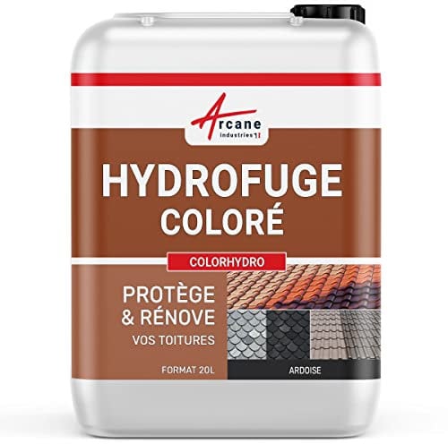 Hydrofuge Toiture Coloré - Imperméabilisant Tuile - COLORHYDRO - 20 L (jusqu à 80m²) Ardoise - RAL 9004 - ARCANE INDUSTRIES