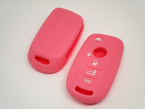Car Passion Guscio Chiave Cover Compatibile con Fiat 500X Tipo 2016 Telecomando Copertura in Silicone Protezione (Rosa)