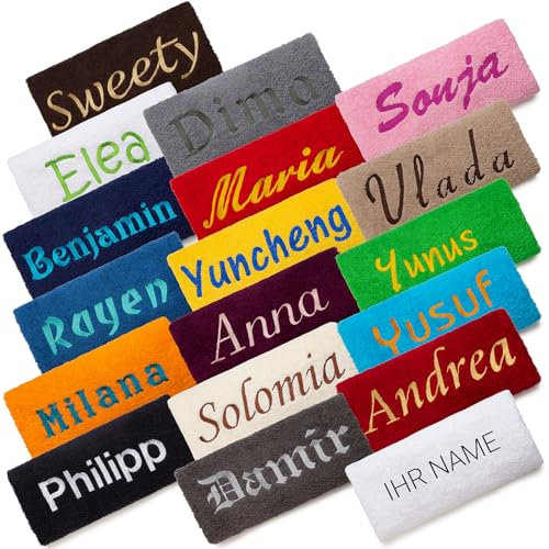 EllaTex Besticken Sie Handtuch mit Namen oder mit Wunschtext Bestickt, Farbe:Royal; Größe:Duschtuch 70x140 cm