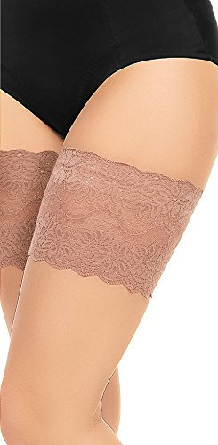 GLAMORY Damen Weites Bein Stulpen Anti Chafing Oberschenkelbänder G - 50374, Geblümt, 100 DEN, Gr. X-Large (48-50), Braun (Braun Make Up)