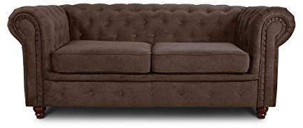 Sofa Chesterfield Asti 2-Sitzer, Couchgarnitur 2-er, Sofagarnitur, Couch mit Holzfüße, Polstersofa - Glamour Design (Braun (Capri 45))