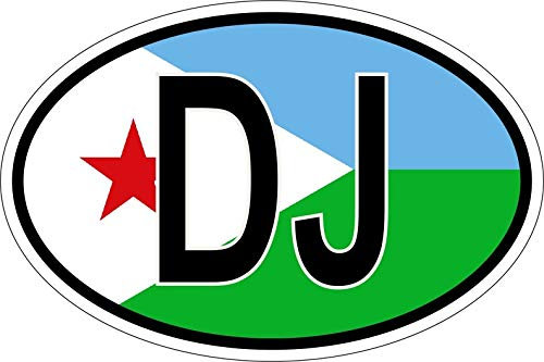 Akachafactory Sticker Aufkleber Nationalitätenkennzeichen Flagge Fahne DJ dschibuti